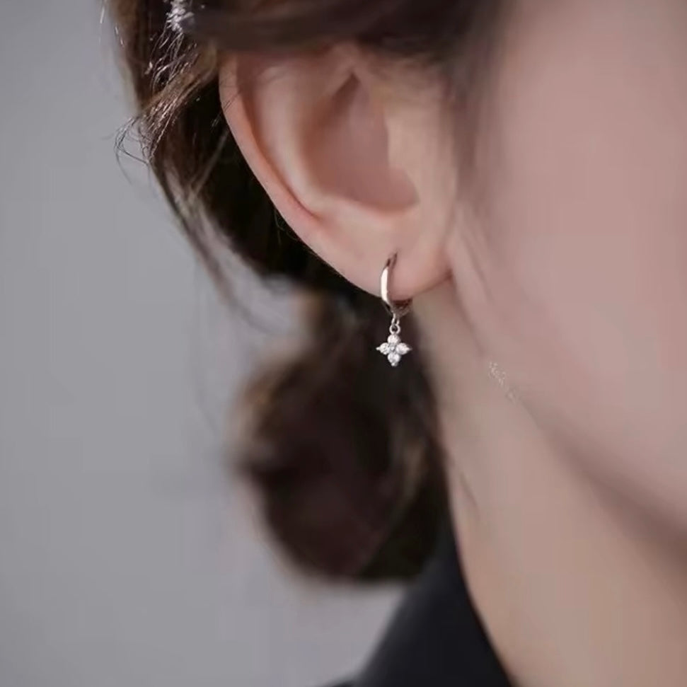 Drop Clover Hoop Earring