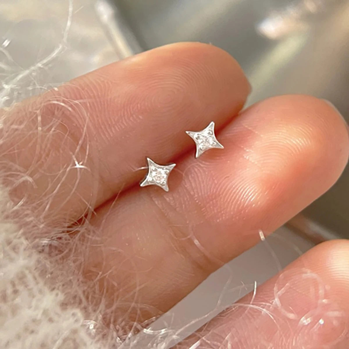 Radiant Squared Star Crystal Stud Earrings