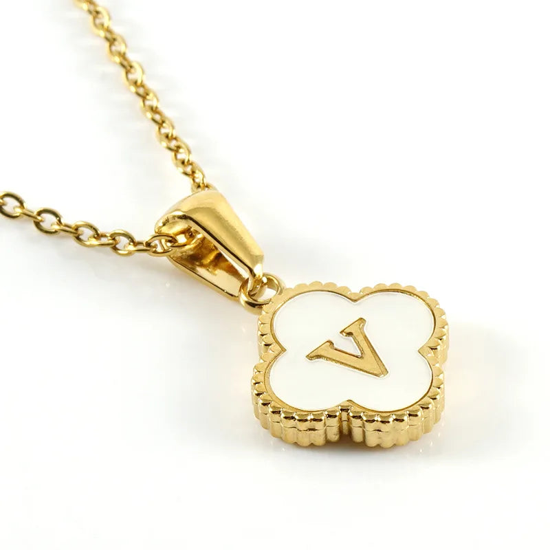 A-Z Gold Clover Initial Pendant Necklace