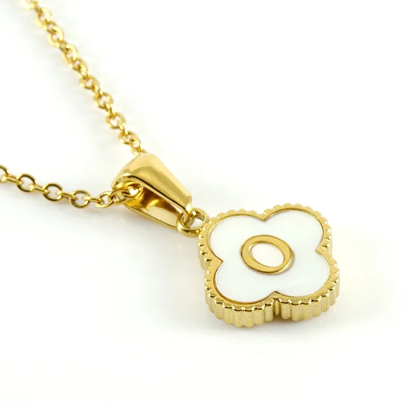 A-Z Gold Clover Initial Pendant Necklace
