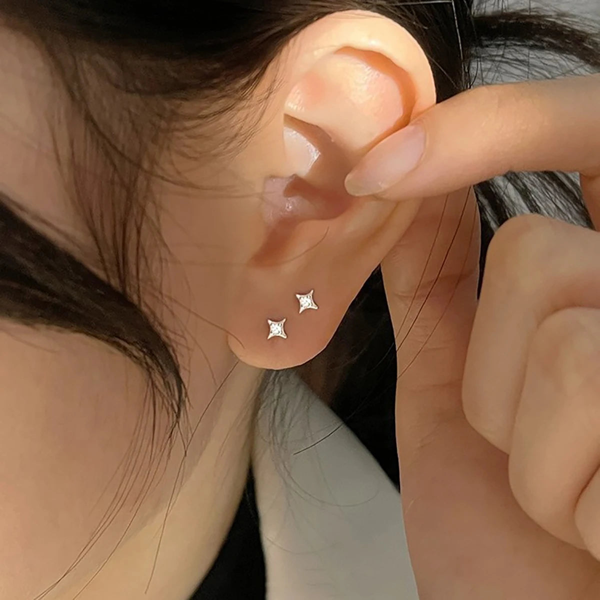 Radiant Squared Star Crystal Stud Earrings