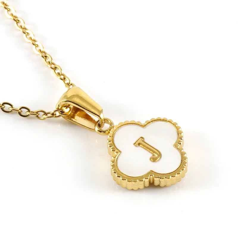 A-Z Gold Clover Initial Pendant Necklace