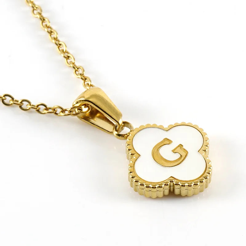 A-Z Gold Clover Initial Pendant Necklace