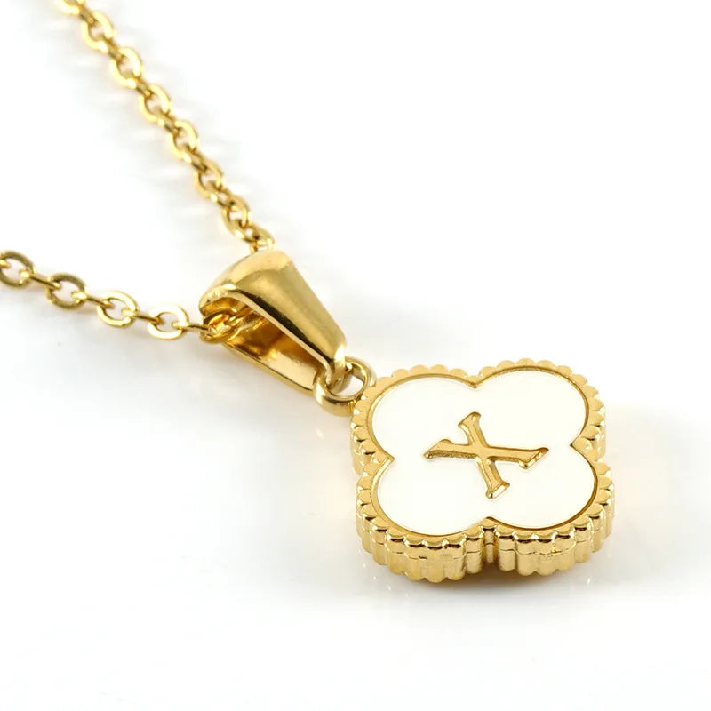 A-Z Gold Clover Initial Pendant Necklace