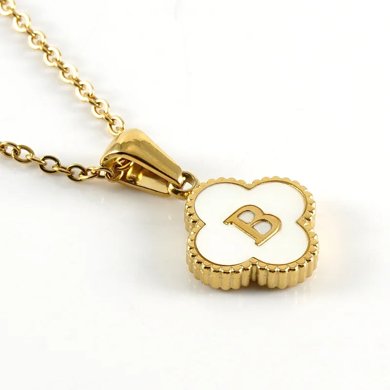 A-Z Gold Clover Initial Pendant Necklace