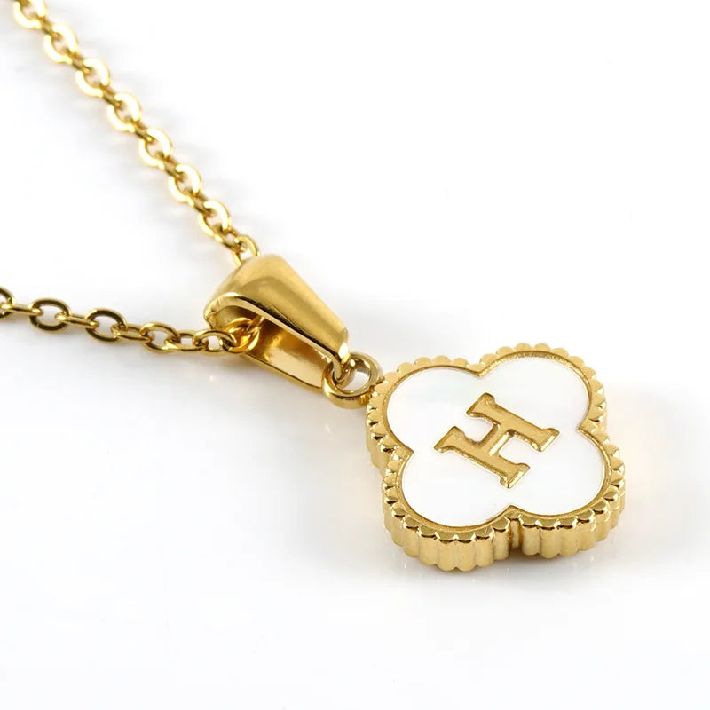 A-Z Gold Clover Initial Pendant Necklace