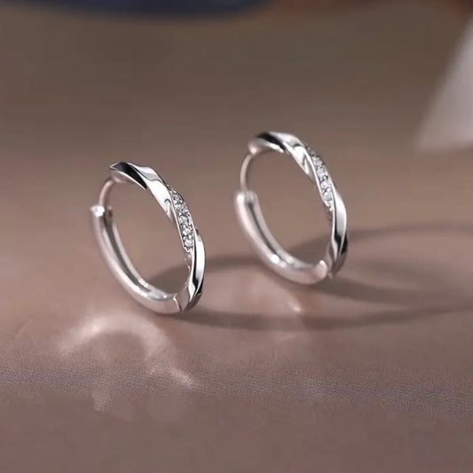 Swirled Pave Huggie Hoops