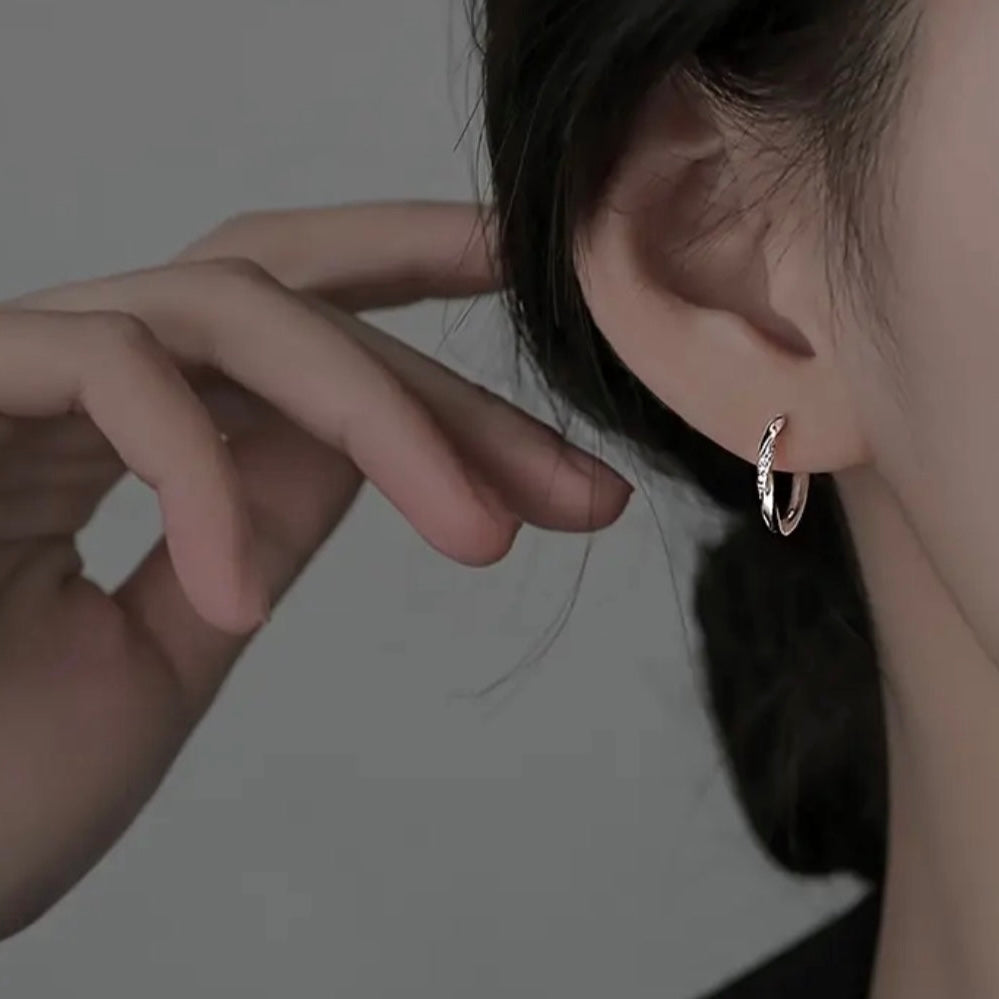 Swirled Pave Huggie Hoops