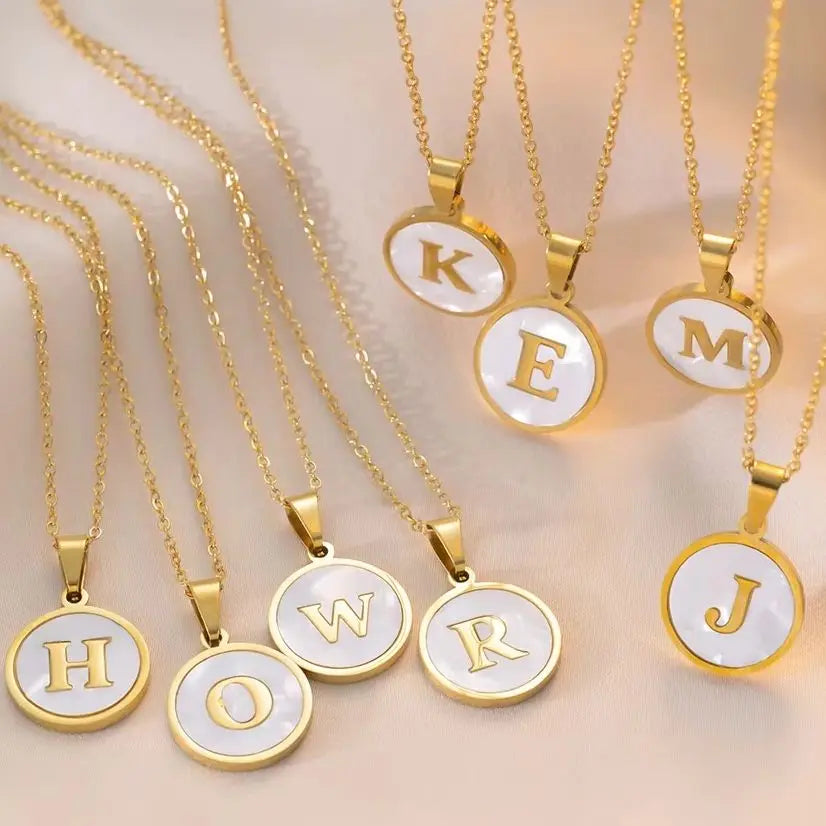 A-Z Round Letter Initial Pendent Necklace
