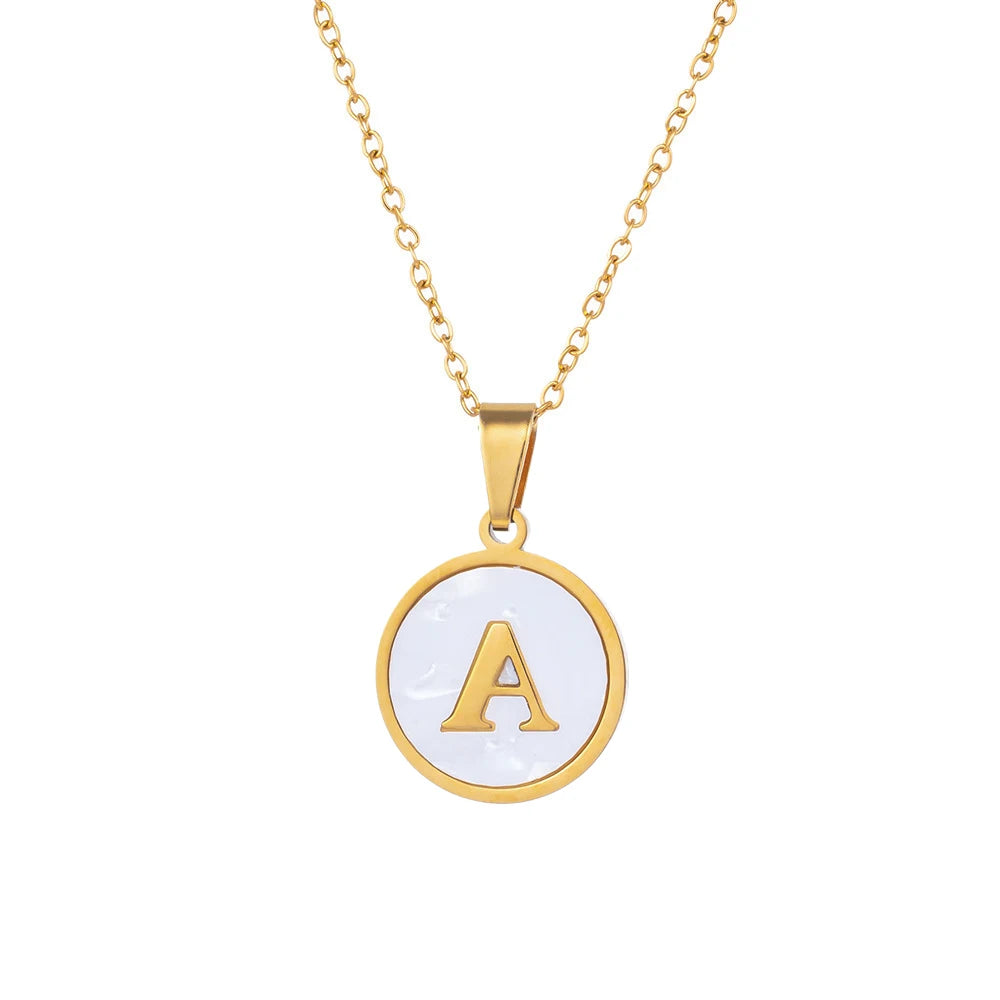A-Z Round Letter Initial Pendent Necklace