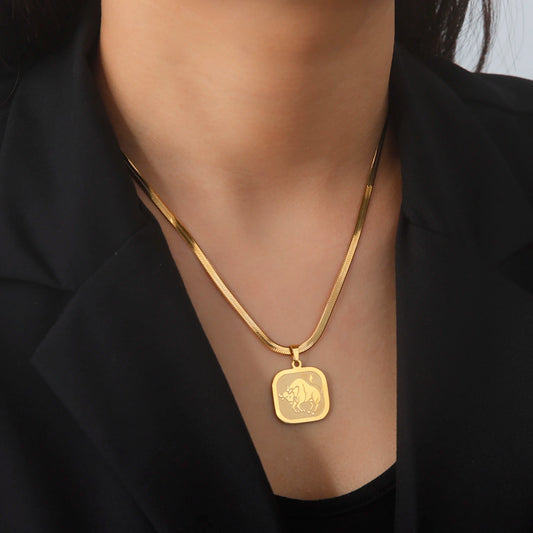 Zodiac Square Pendant Necklace