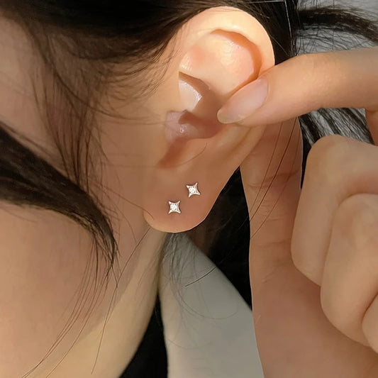 Radiant Squared Star Crystal Stud Earrings