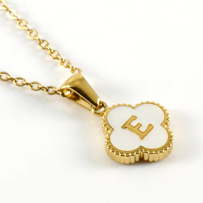 A-Z Gold Clover Initial Pendant Necklace