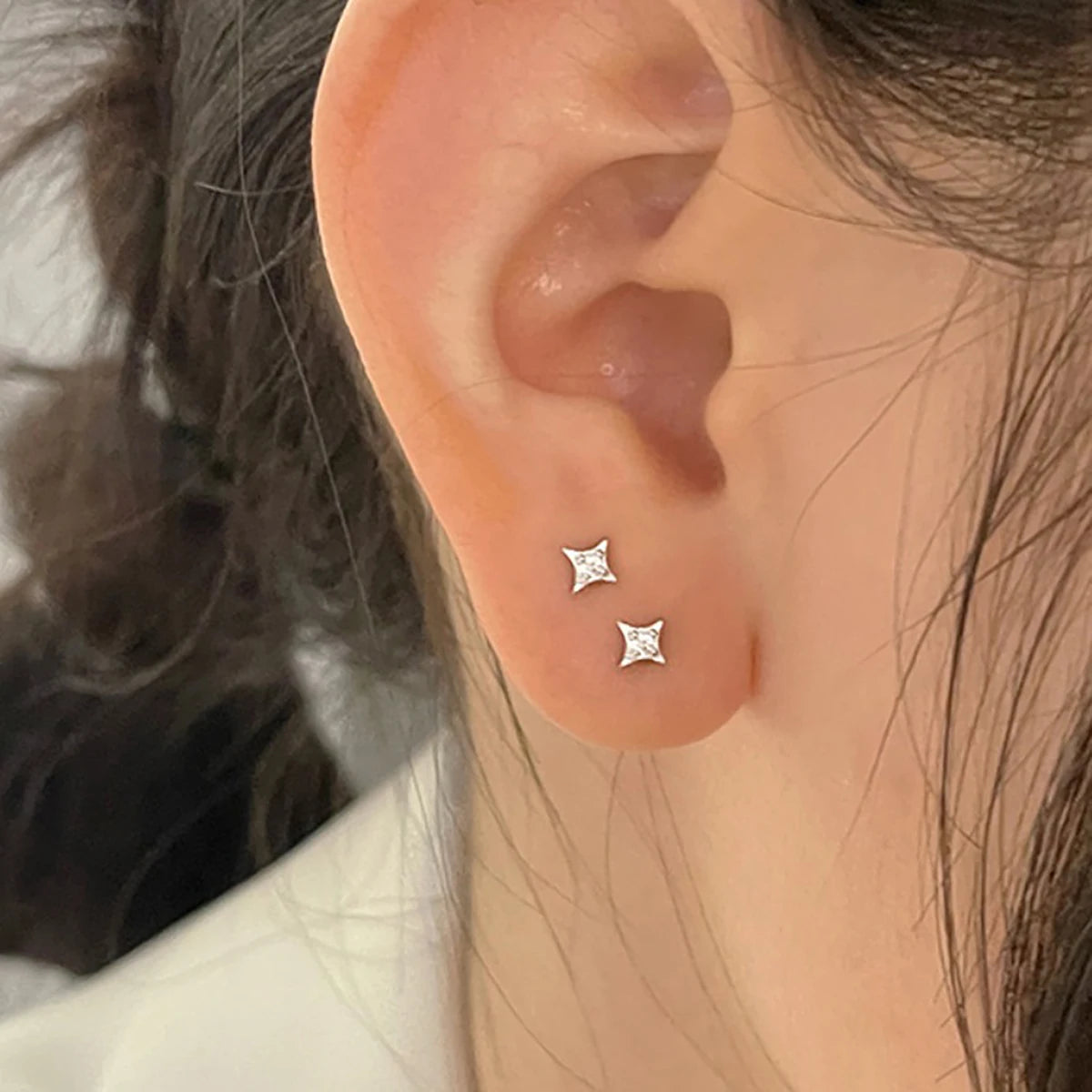 Radiant Squared Star Crystal Stud Earrings
